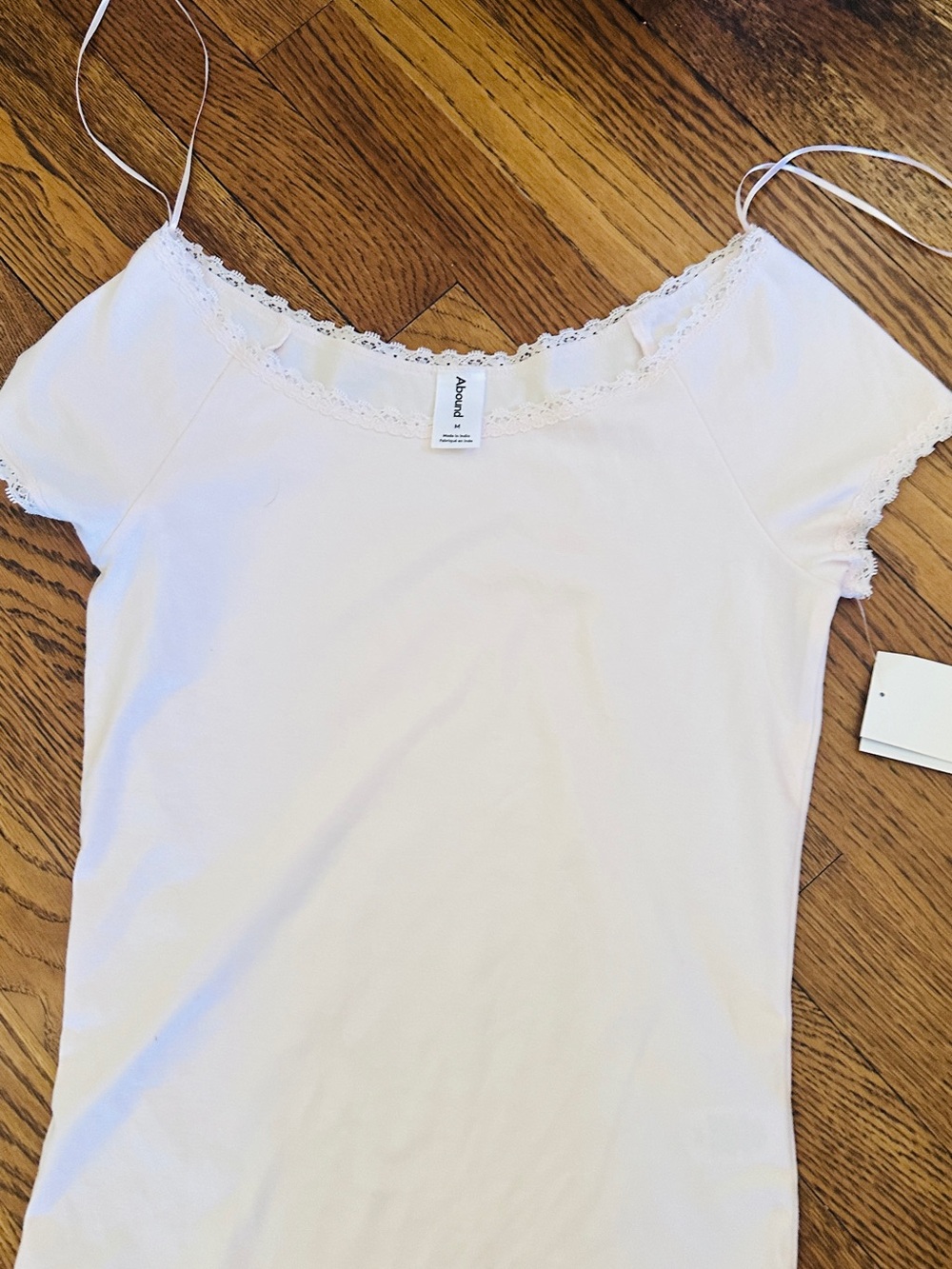 Abound Light Pink Lace-Trim Off-Shoulder Top Nordstrom Rack NWT